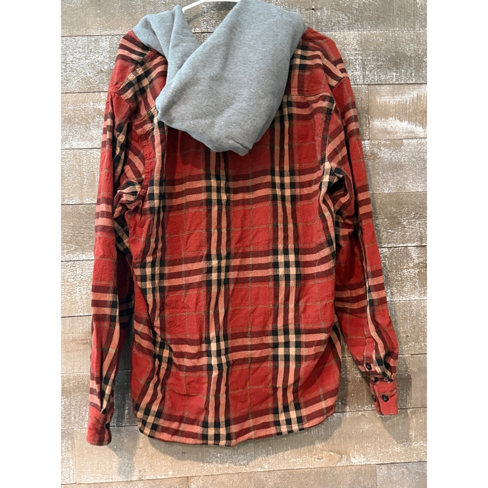 Active Hooded Flannel Mens Large Red Plaid Shirt - Picture 3 of 3